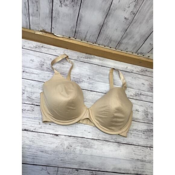 Self Expressions Comfort Bra 36DD Back Smoothing Underwire Tan Satin - Picture 1 of 3